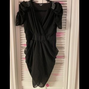 Black silver sequin shoulder chiffon dress gothic